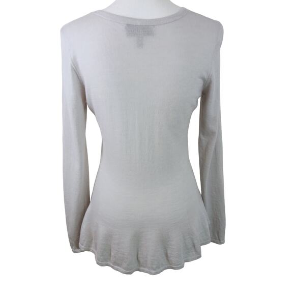 Classiques Entier SZ S 100% Cashmere Lightweight V-Neck Peplum Sweater Gray - Picture 6 of 8